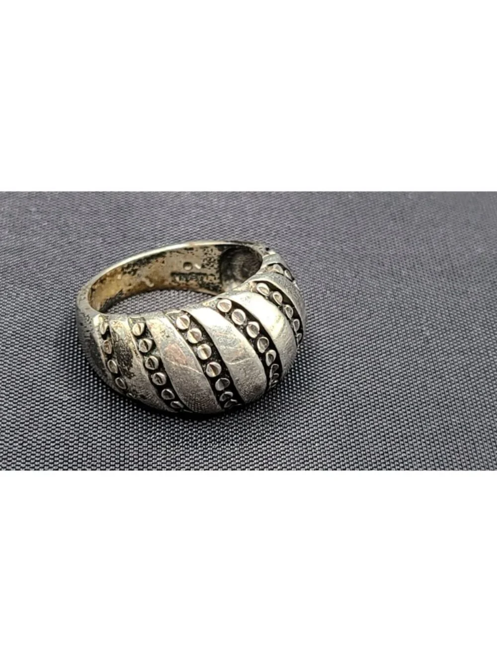 Classic Kabana Mens Sterling Silver Pinky Ring 7g scalloped design